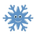 Snowflake smiley baby face. Cute winter blue snow flake, smile, isolated white background. Happy fun character, kid Royalty Free Stock Photo