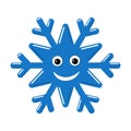 Snowflake smiley baby face. Cute winter blue snow flake, smile, isolated white background. Happy fun character, kid Royalty Free Stock Photo