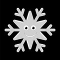 Snowflake smiley baby face. Cute winter gray snow flake, smile, isolated black background. Happy fun character, kid Royalty Free Stock Photo