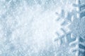 Snowflake on Snow, Blue Snow Flake Crystals Winter Background Royalty Free Stock Photo