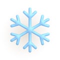 Snowflake, snow. Cute weather realistic icon. 3d cartoon