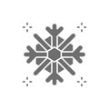 Snowflake, snow, winter grey icon. Isolated on white background