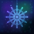 Snowflake sparkles on a dark background,