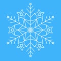 Snowflake star, symmetrical icon symbol of winter and christmas. Star snowflake, vector Royalty Free Stock Photo