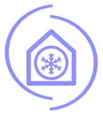 Snowflake in stylized house, air conditioning, isolated. Royalty Free Stock Photo
