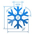 Snowflake symbol with dimension lines