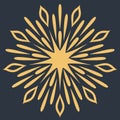 Snowflake symmetrical crystal mandala, single star flower icon, vector illustration