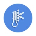 snowflake and thermometer icon in badge style. One of weather collection icon can be used for UI, UX