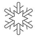 Snowflake thin line icon. Frost vector illustration isolated on white. Snow outline style design, designed for web and