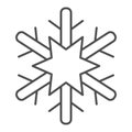 Snowflake thin line icon. Frost vector illustration isolated on white. Snow outline style design, designed for web and Royalty Free Stock Photo