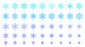 Snowflake simple color line icons vector set Royalty Free Stock Photo