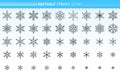 Snowflake simple black line icons snow vector set Royalty Free Stock Photo