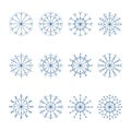 Snowflake Thin Line Icons Set. Outline Web Sign Kit Of Snow. Winter Linear Icon Collection As Crystal, Hexagon, Ice, Snowy Pattern