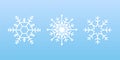 Snowflake vector icon background set white color. Winter blue christmas snow flake crystal element. Vector stock illustration Royalty Free Stock Photo