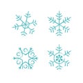 Snowflake vector icon background set white color. Winter blue christmas snow flake crystal element. Weather illustration ice colle Royalty Free Stock Photo