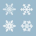 Snowflake vector icon background set white color. Winter blue christmas snow flat crystal element.