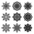 Snowflake vector icon background set. Winter christmas snowflake crystal element. Collection of snowflakes happy new year design. Royalty Free Stock Photo