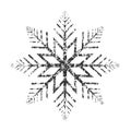 Snowflake Vector Icon With Grunge Texture. Ice And Snow Crystal Flake Symbol. Weather Snowfall Sign. Frost And Cold Logo.