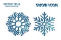 Snowflake vector icon set. Christmas and winter snow flake element collection. Isolated flat new year holiday decoration illustrat Royalty Free Stock Photo