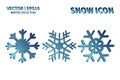 Snowflake vector icon set. Christmas and winter snow flake element collection. Isolated flat new year holiday decoration illustrat Royalty Free Stock Photo