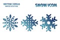 Snowflake vector icon set. Christmas and winter snow flake element collection. Isolated flat new year holiday decoration illustrat Royalty Free Stock Photo