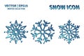 Snowflake vector icon set. Christmas and winter snow flake element collection. Isolated flat new year holiday decoration illustrat Royalty Free Stock Photo