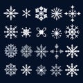 Snowflake Vector Icon Set In Various Shapes On Blue Background Royalty Free Stock Photo