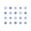 Snowflake vector icon set on white background. Winter christmas snowflake crystal element Royalty Free Stock Photo