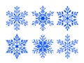 Snowflake vector icon set. Winter Christmas snow is a flat crystal element.