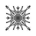 Snowflake vector icon. Simple line art, black outline. Illustration isolated on white.