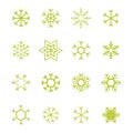 Snowflake vector icon white background set color. Winter blue christmas snow flat crystal element. ice collection. Xmas frost snow Royalty Free Stock Photo