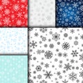 Snowflake vector seamless pattern weather traditional winter december wrapping paper christmas background. Royalty Free Stock Photo