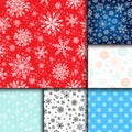 Snowflake vector seamless pattern weather traditional winter december wrapping paper christmas background. Royalty Free Stock Photo