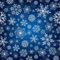 Snowflake vector seamless pattern weather traditional winter december wrapping paper christmas background. Royalty Free Stock Photo