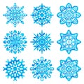 Snowflake vector watercolor icon background set. Winter christmas snowflake crystal element. Collection of snowflakes happy new Royalty Free Stock Photo