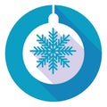 Snowflake White Flat Icon Over Blue Winter Background