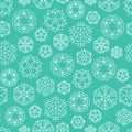 Snowflake winter Christmas seamless green and white pattern Royalty Free Stock Photo