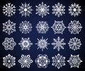 Snowflake. Winter christmas snow crystal elements, frozen cold star pictogram ornament, frosty snowflakes iced symbol Royalty Free Stock Photo