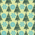 Snowflake winter design season december snow trees celebration ornament vector illustration seamless pattern background Royalty Free Stock Photo