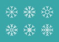 Snowflake winter icon set. Six white snowflakes. Merry Christmas. Happy New Year decoration sign symbol. Xmas paper craft. Snow Royalty Free Stock Photo