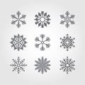 snowflake winter set of black isolated nine icon silhouette vector illustration design