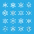 Snowflake winter set of blue isolated icon silhouette on white background. Vector illustration Royalty Free Stock Photo