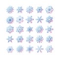 Snowflake winter set of blue isolated icon silhouette on white background vector illustration Royalty Free Stock Photo