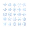 Snowflake winter set of blue isolated icon silhouette on white background vector illustration Royalty Free Stock Photo