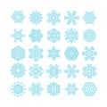 Snowflake winter set of blue isolated icon silhouette on white background vector illustration Royalty Free Stock Photo