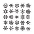 Snowflake winter set of blue isolated icon silhouette on white background vector illustration Royalty Free Stock Photo