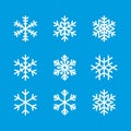 Snowflake winter set of blue isolated icon silhouette on white background vector illustration Royalty Free Stock Photo