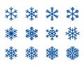 Snowflake winter set of blue isolated icon silhouette on white background vector illustration Royalty Free Stock Photo