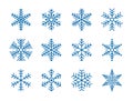 Snowflake winter set of blue isolated icon silhouette on white background. Vector illustration Royalty Free Stock Photo