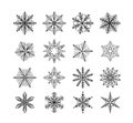 Snowflake winter . Set of flake of snow on white background Royalty Free Stock Photo
